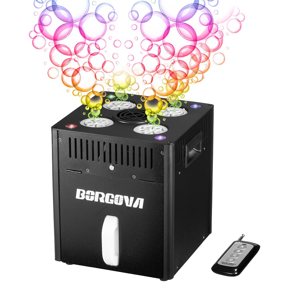 BORGOVA Stage Bubble Machine with Lights DMX Wireless Remote
