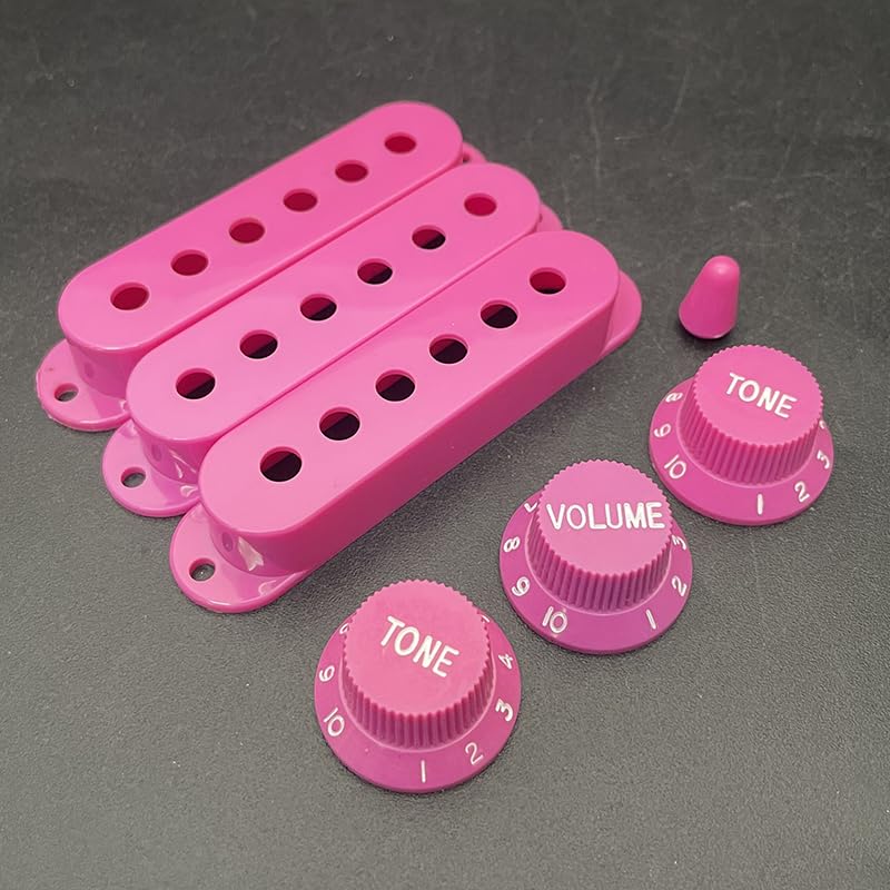 SAPHUE Guitar ST Pickup Open Cover 52/52/52 2T1V Knob Switch Knob Covers 3 Single Coil Pickup Cover Electric Guitar (Purple)