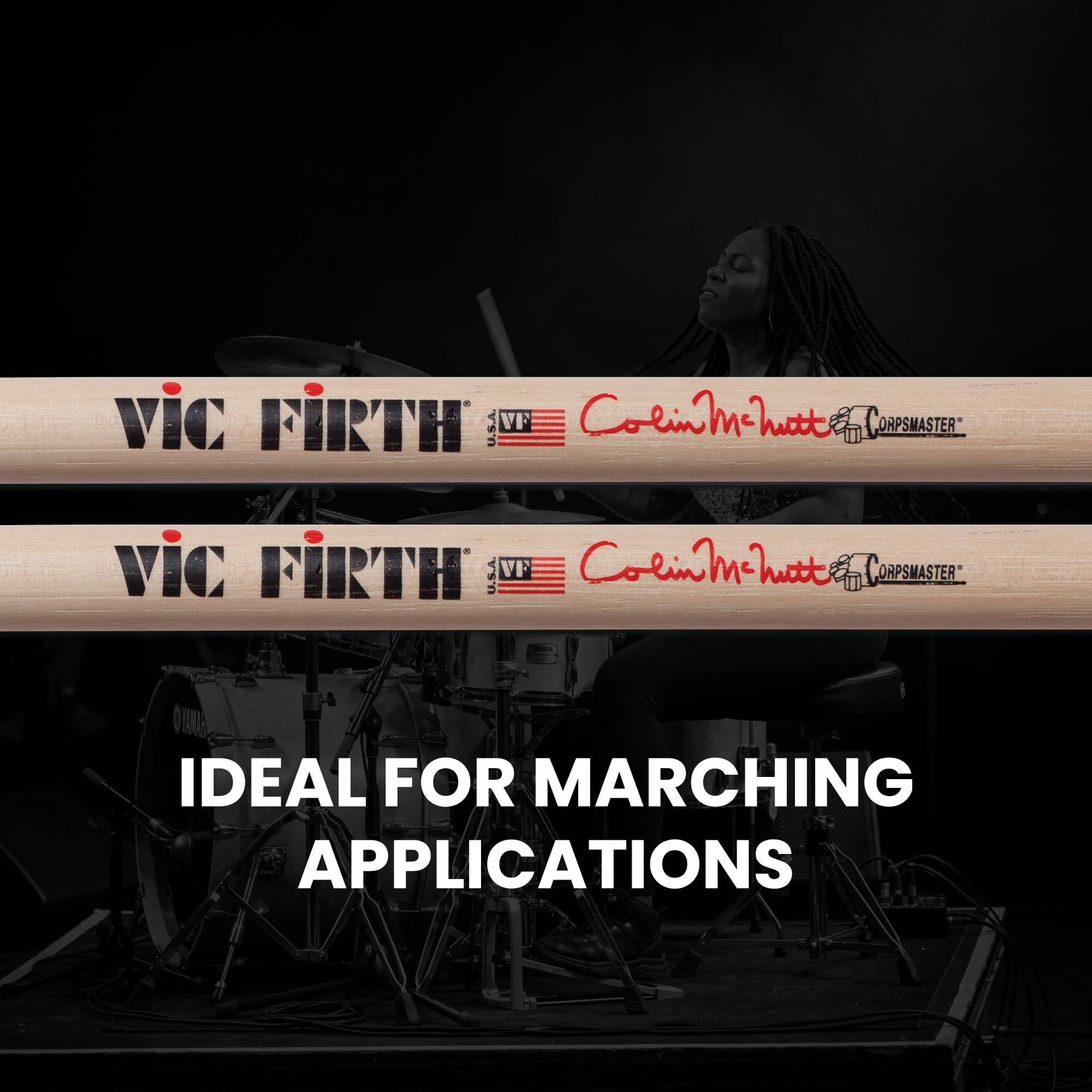 Vic Firth SCM Corpsmaster Signature Snare Colin McNutt Drumsticks – 12-Pack Bundle with Austin Bazaar Polishing Cloth