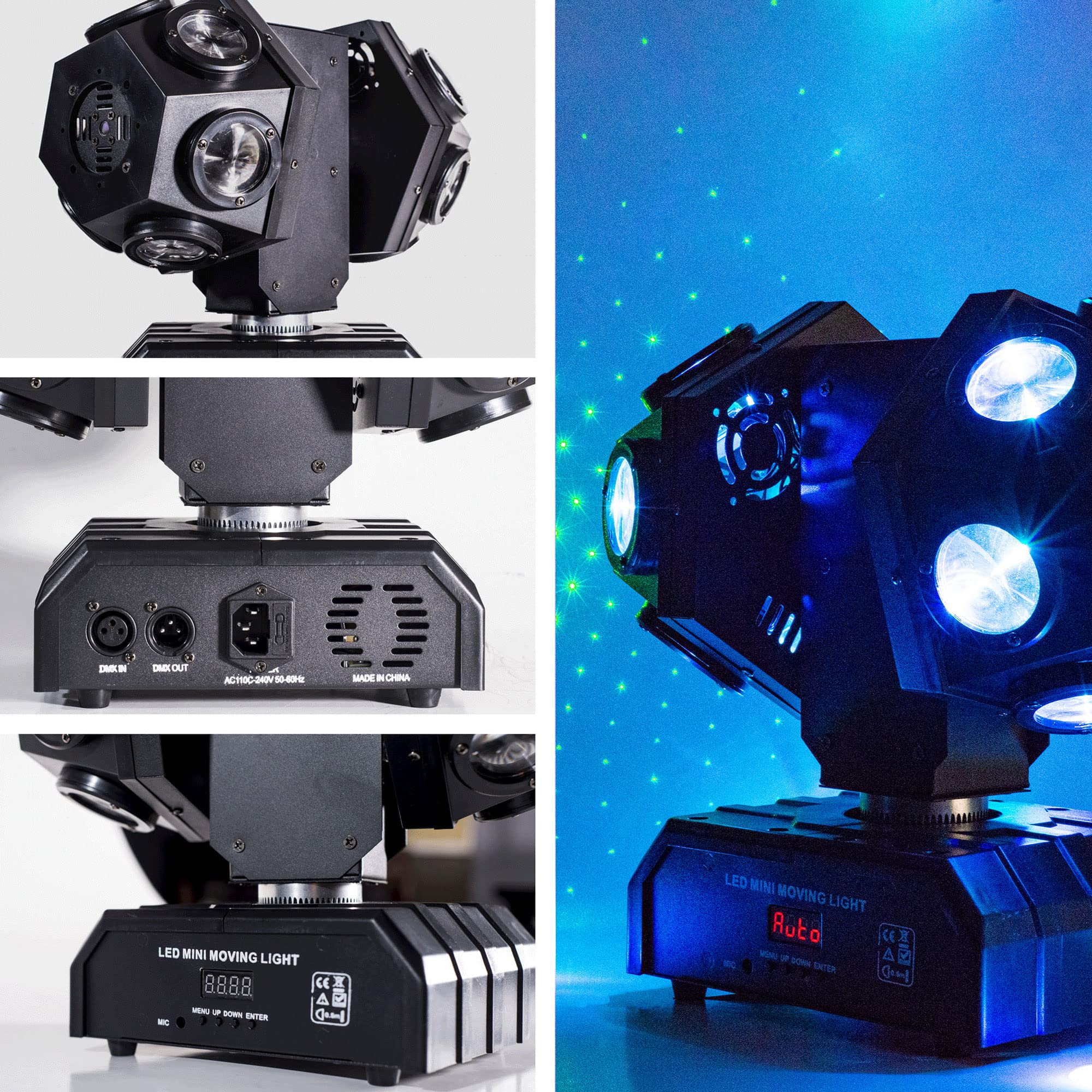 YANGHOPES Moving Head Stage Lights Professional DMX512 DJ Lights Sound Activated for KTV Disco Party Wedding Concert Festival