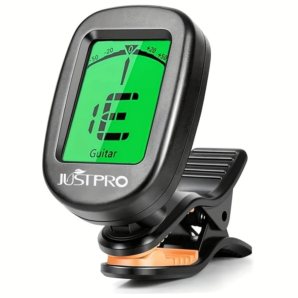 JUSTPRO Guitar Tuner Clip on with Chromatic Tuning Modes, Guitar Tuner for Acoustic/Electric Guitar, Ukulele, Violin, Bass, Banjo