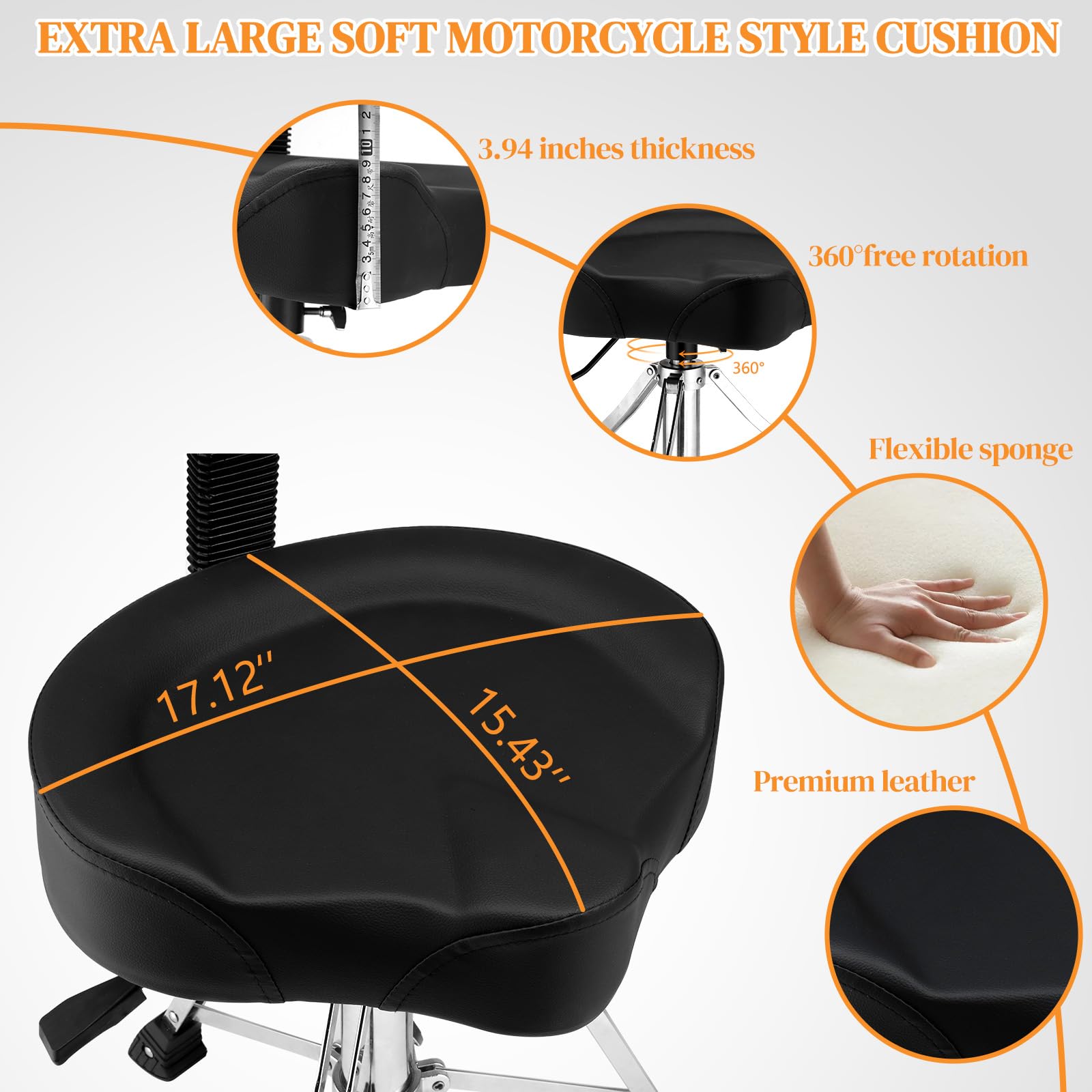 Ktaxon Drum Throne with Backrest with a Pair of Drum Sticks, Matte Black