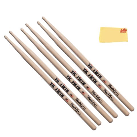 Vic Firth Signature Series Peter Erskine Ride Stick Drumsticks – 3-Pack Bundle with Austin Bazaar Polishing Cloth
