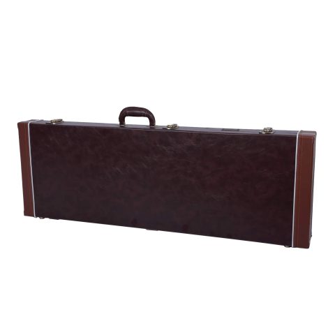 Crossrock Electric Guitar Case Fits Fender Telecaster and Stratocaster- Sponge Lining, Metal Feet, Storage Space -Brown (CRW600EBR)