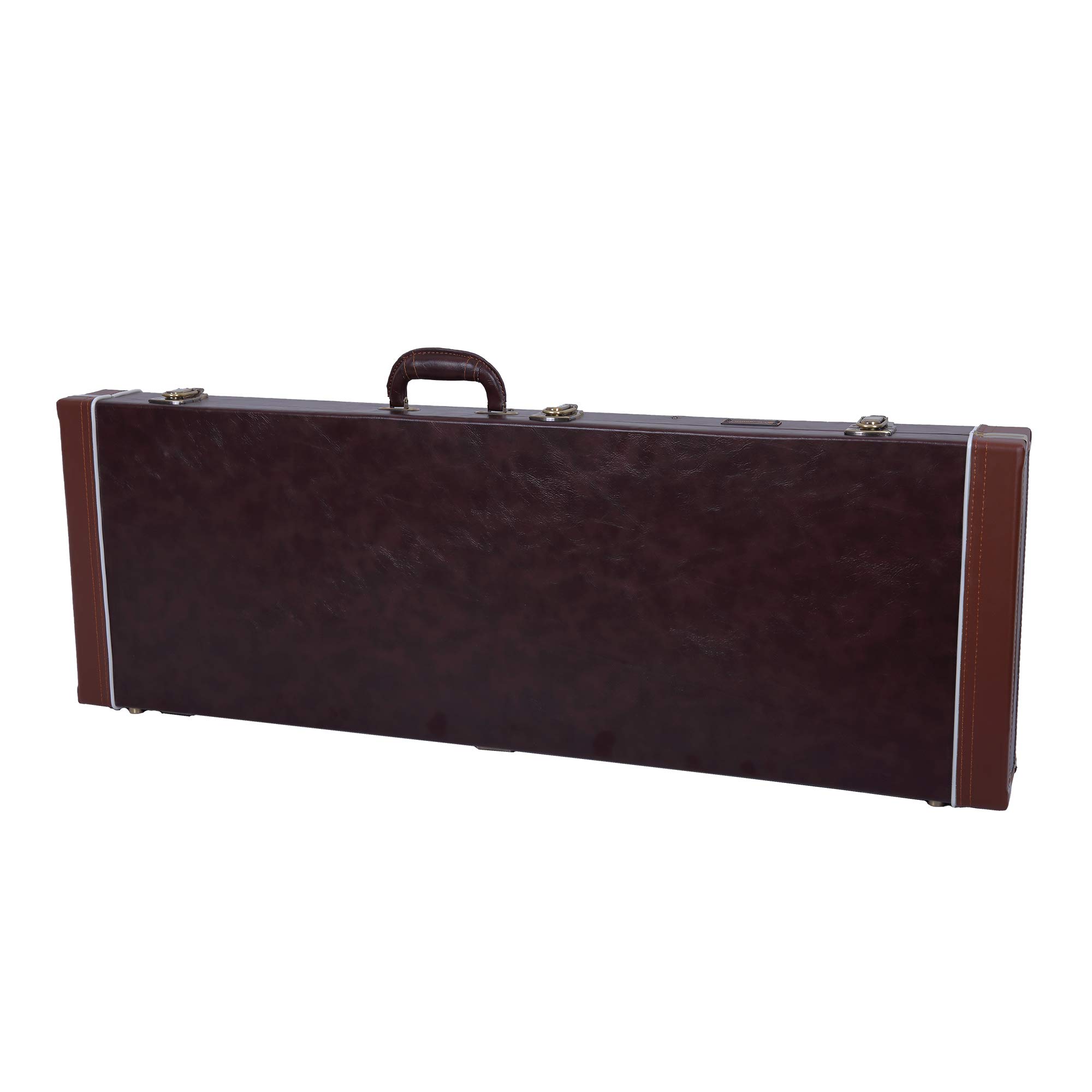 Crossrock Electric Guitar Case Fits Fender Telecaster and Stratocaster- Sponge Lining, Metal Feet, Storage Space -Brown (CRW600EBR)