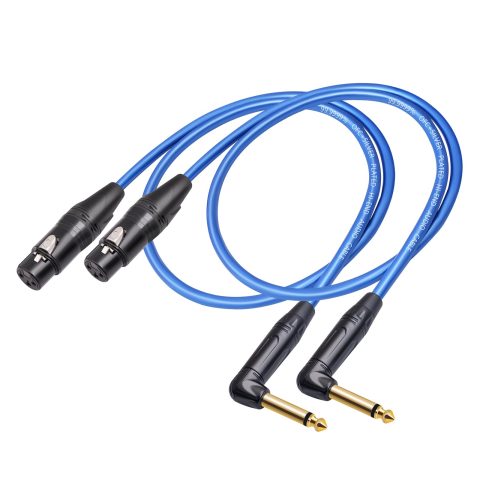 HUALEU 2Pack 3.3Feet XLR Female to 1/4 TS Right Angle,1/4 TS Right Angle to XLR Female Micphone Cable,6N OFC+Silver Plated HI-END Audio Cable for Micphone Mixer