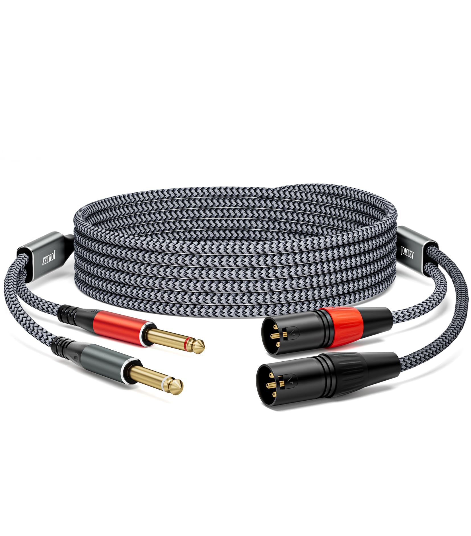 JOMLEY Dual XLR Male to Dual 1/4 inch TS Mono Microphone Cable, 5FT