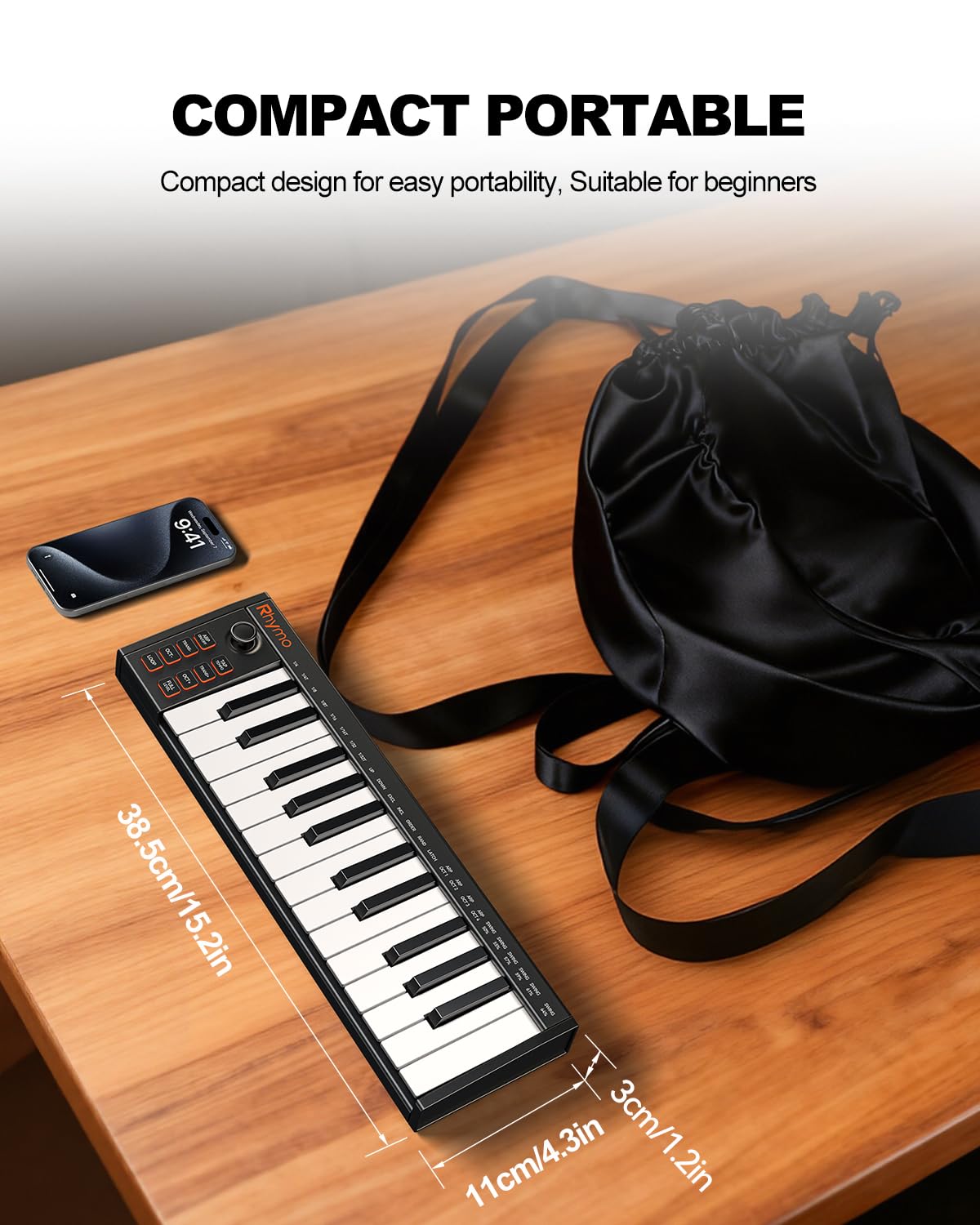 25 Key MIDI Keyboard Controller Portable USB MIDI Controller with Arpeggiator, Velocity Sensitive Keys, Beat Maker for Beginners – Compatible with GarageBand, FL Studio, Ableton Live