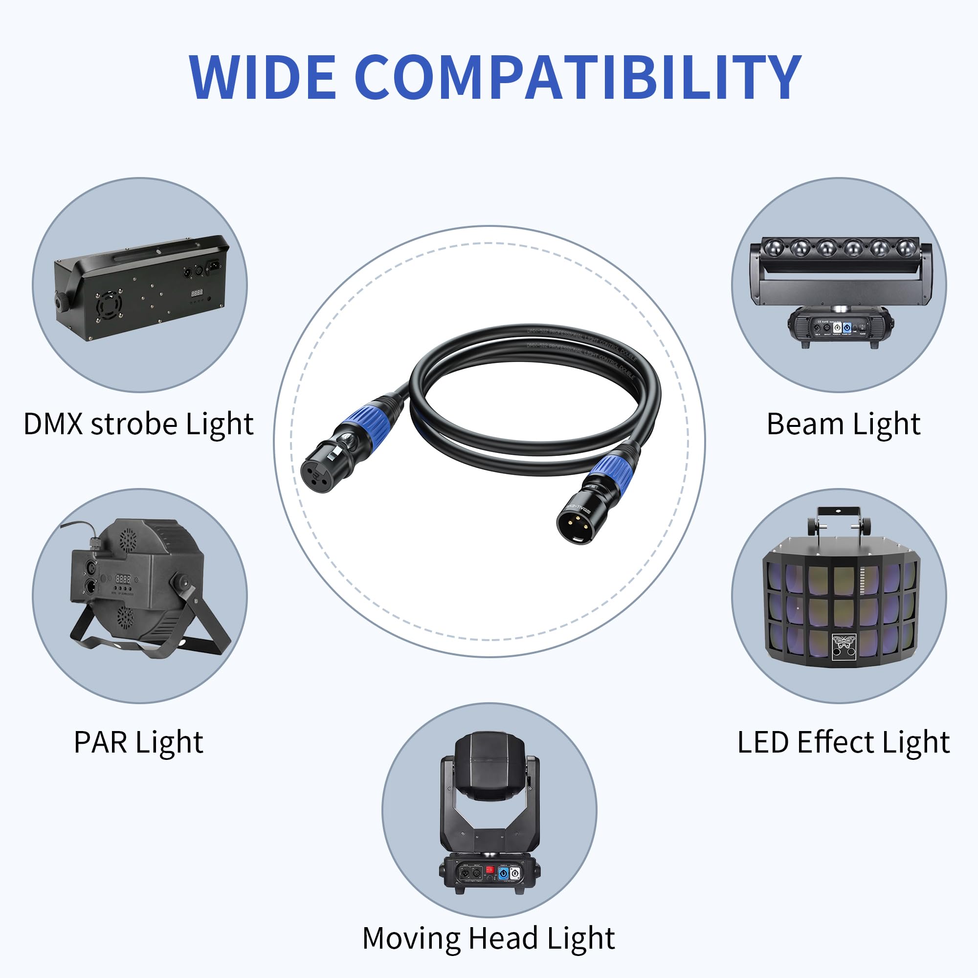 SMALL-EYE DMX Cables 3 pin 2 Pack (Multi Color Coded, 20 feet)