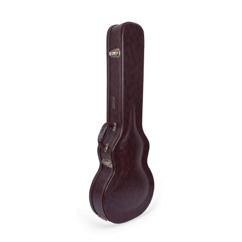 Crossrock Hardshell Arch Top Wood Case fits Les Paul Electric Guitars-Brown(CRW600LBR)