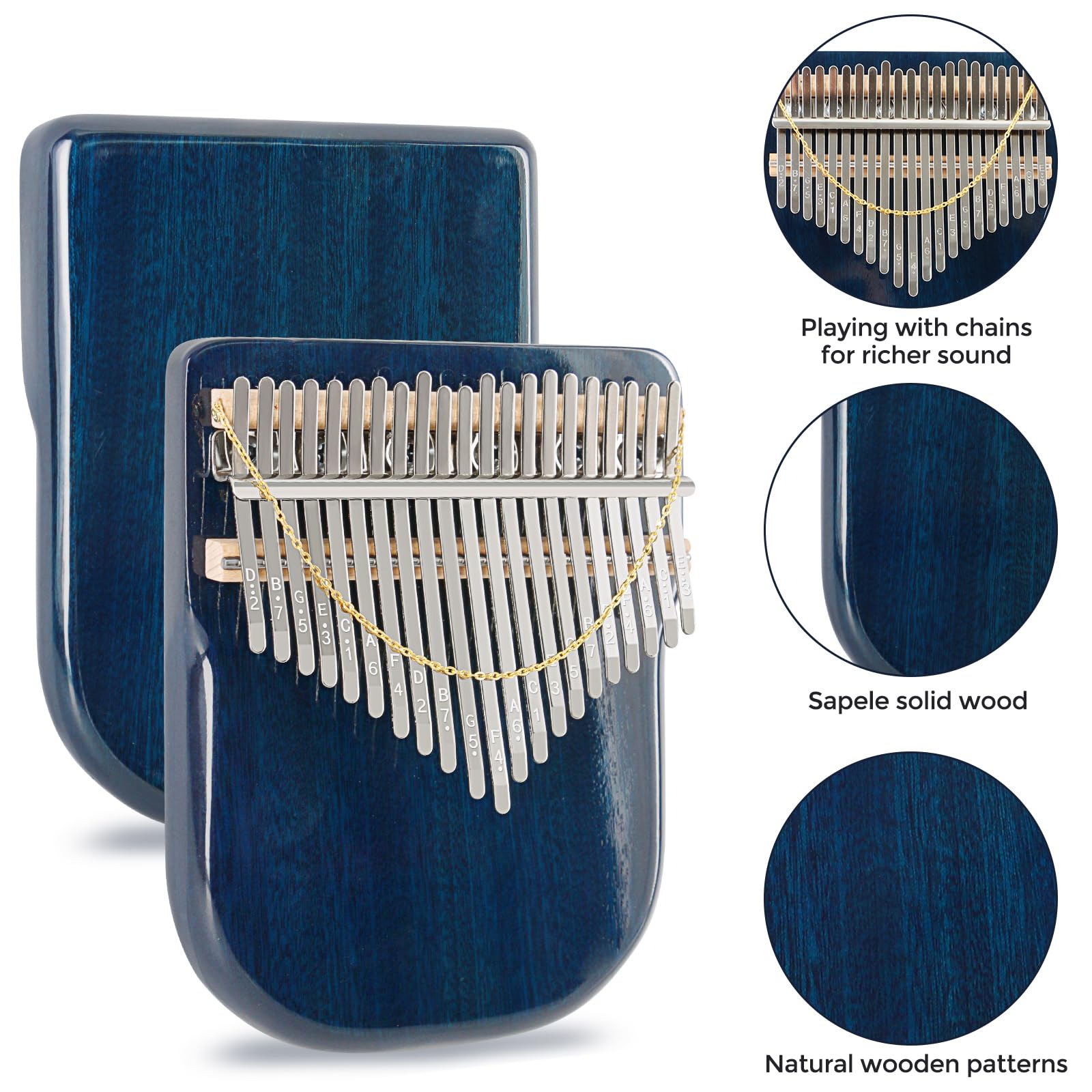 EASTROCK 21 key Karimba Sapele solid wood Flat-board Thumb Piano Portable