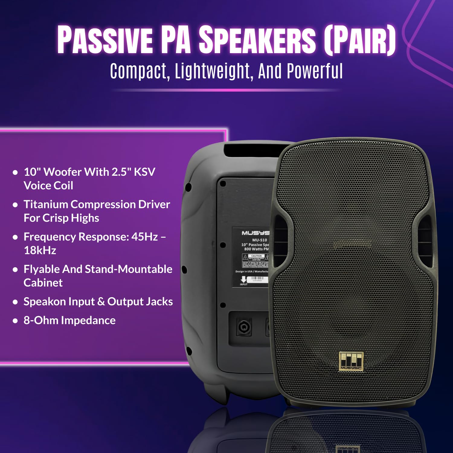 PA System with Wireless Microphone UHF,10″ PA Speaker, 2000W Audio Mixer
