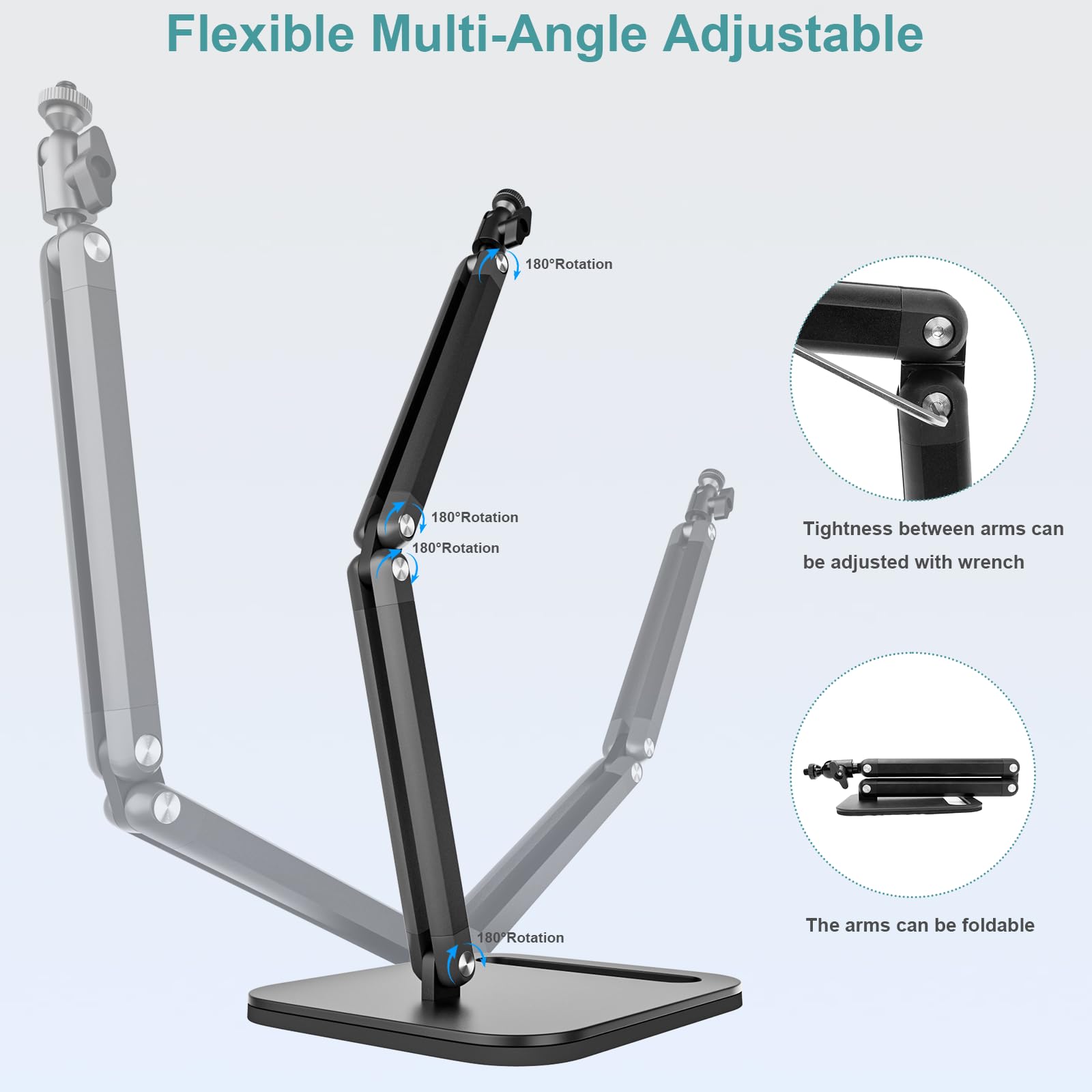 Mippko Desk Microphone Mic Stand, Adjustable Height Table Microphone Stand with Universal and Shock Mount Mic Clip, one 3/8″-16 Female to 5/8″-27 Male Adapter for Blue Yeti/BlueSnowball/SoloCast