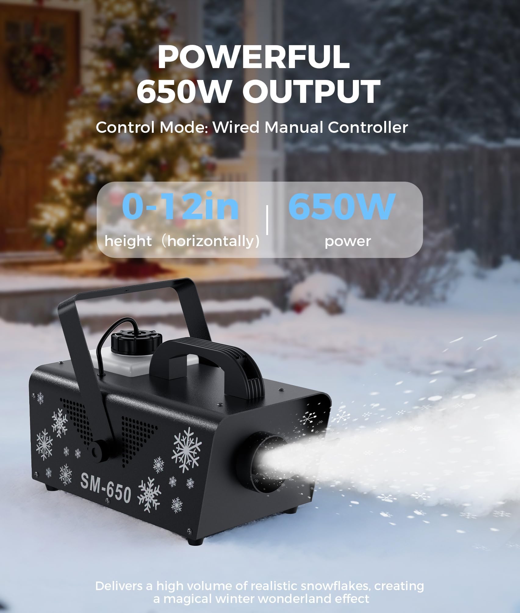 650W Snow Machine with Remote, Fake Snow Maker for Christmas Party
