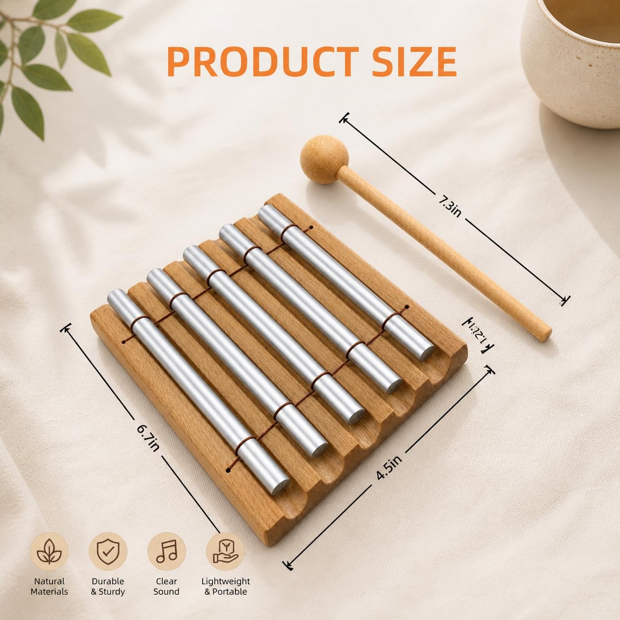 Blinvcra 5 Tone Hand Chime Bell for healing, Meditation Chime Bar with Wooden Mallet for Teachers Classroom Management, Mindfulness Bell Percussion Instrument for Yoga, Prayer, Focus and Relaxation