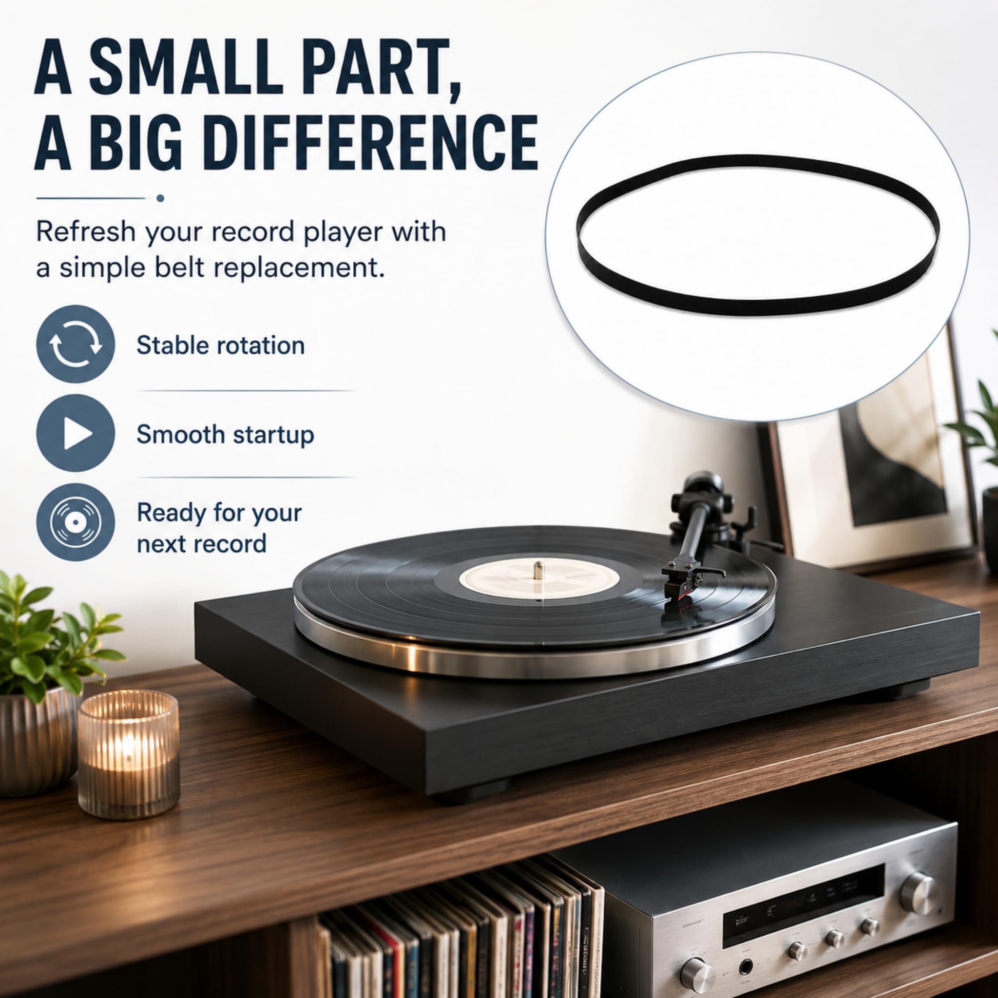 Turntable Belt Replacement for Innovative Technologies ITRR-501 ITRR-501W ITRR-700 ITVS-750 – Japanese Rubber Record Player Belt