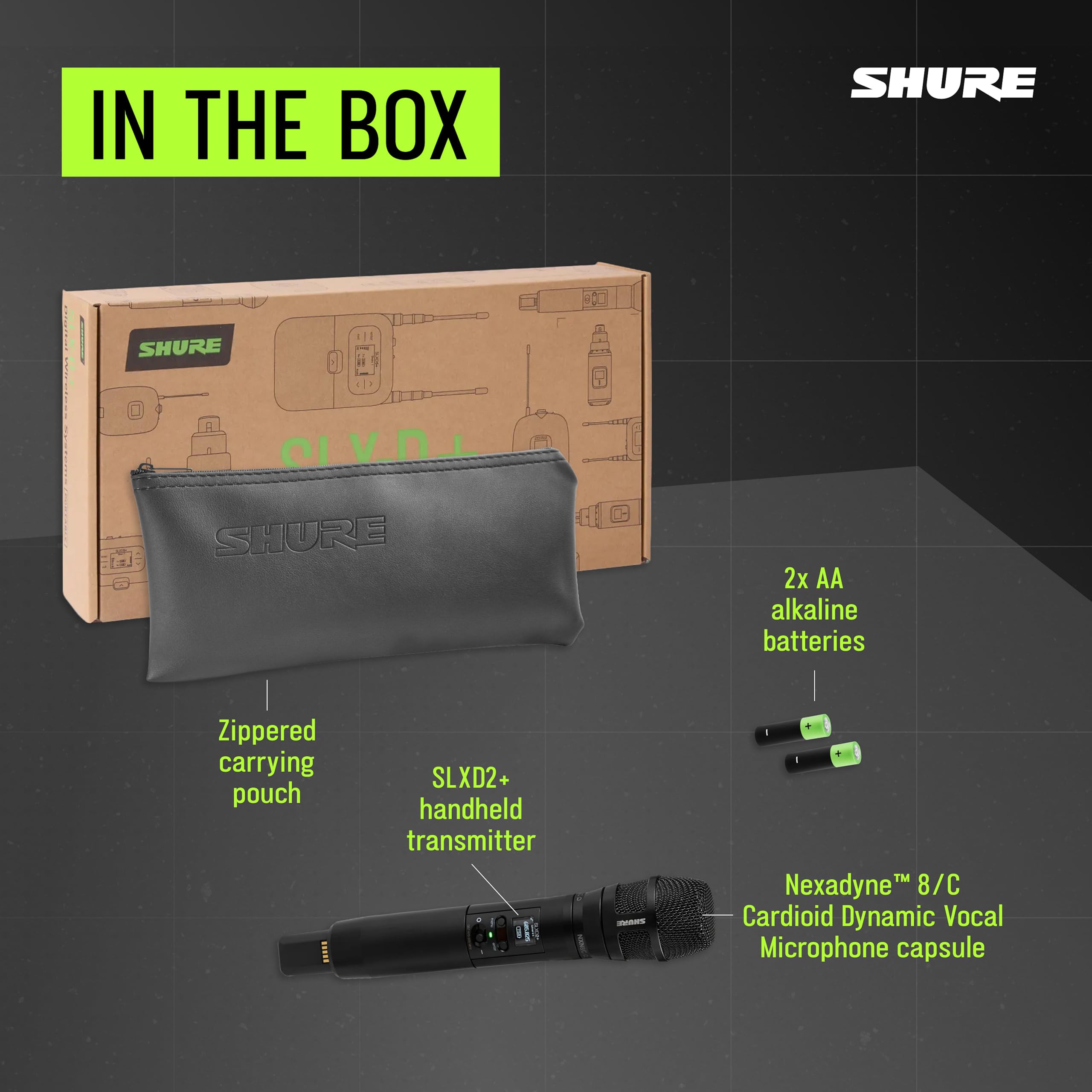 Shure SLXD2+ Handheld Transmitter with Nexadyne 8/C Capsule