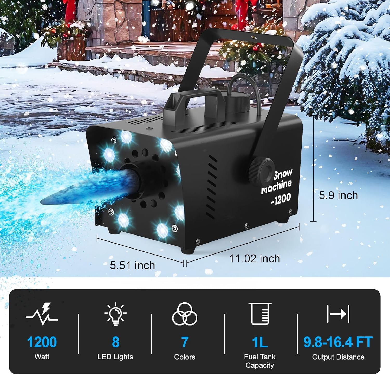 UPGREY 1200W Snow Machine for Outdoors and Indoors