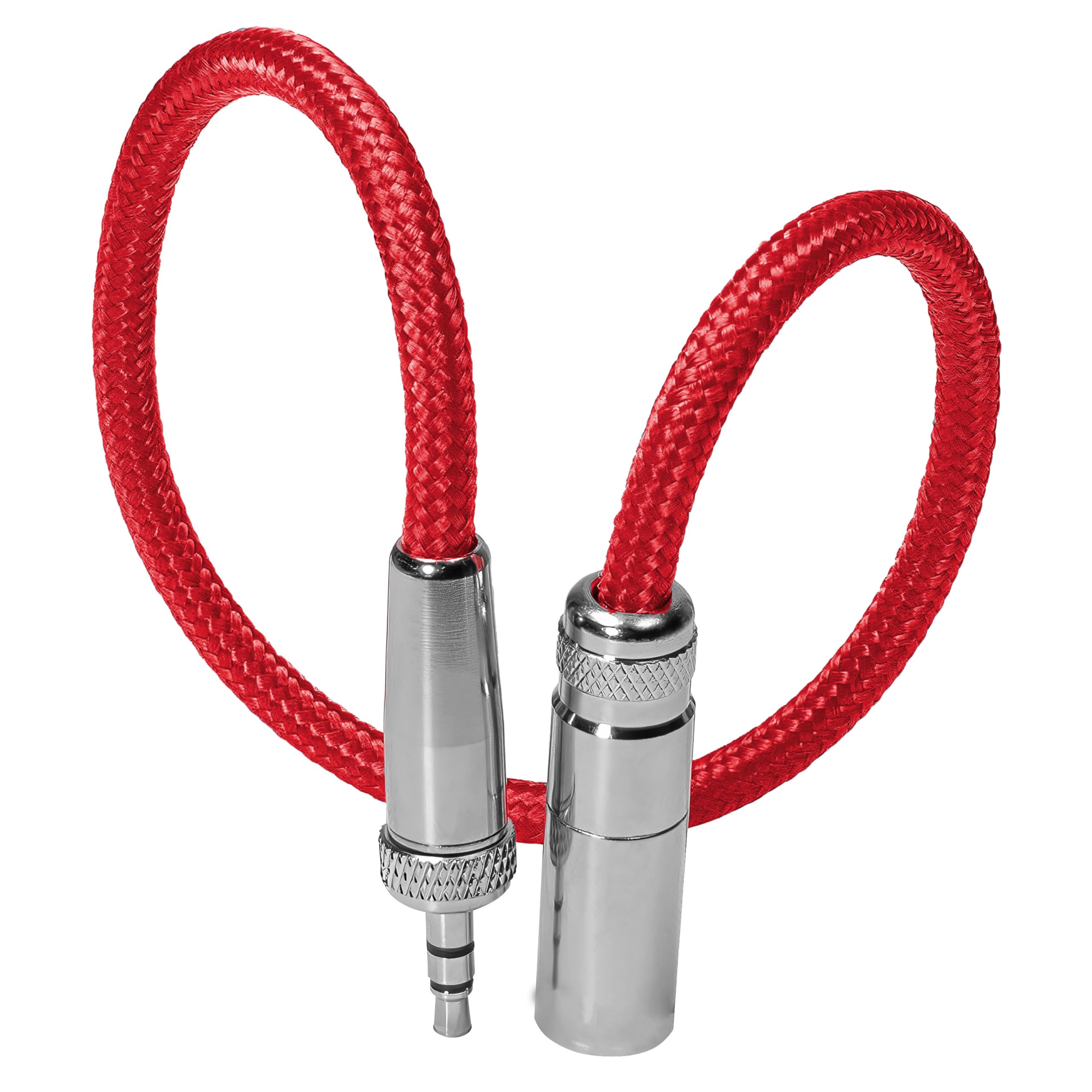 KONDOR BLUE | 12 Inch Mini XLR (TA3) 3-Pin to 3.5mm TRS Locking Adapter Cable | for Compatible Lavalier Mics & Wireless Receivers, Nylon Braided, Reinforced Connectors | Red