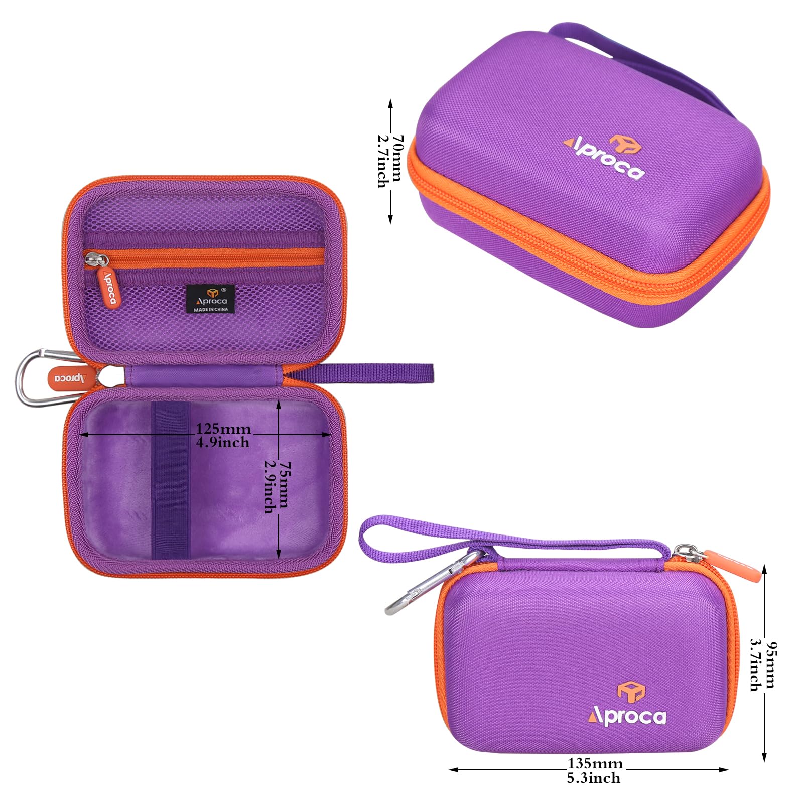 Aproca Case Compatible with JBL Go 4 / Go 3 Ultra-Portable Waterproof Dustproof Bluetooth Speaker, Portable Storage Bag for Accessories -Purple (Case Only)