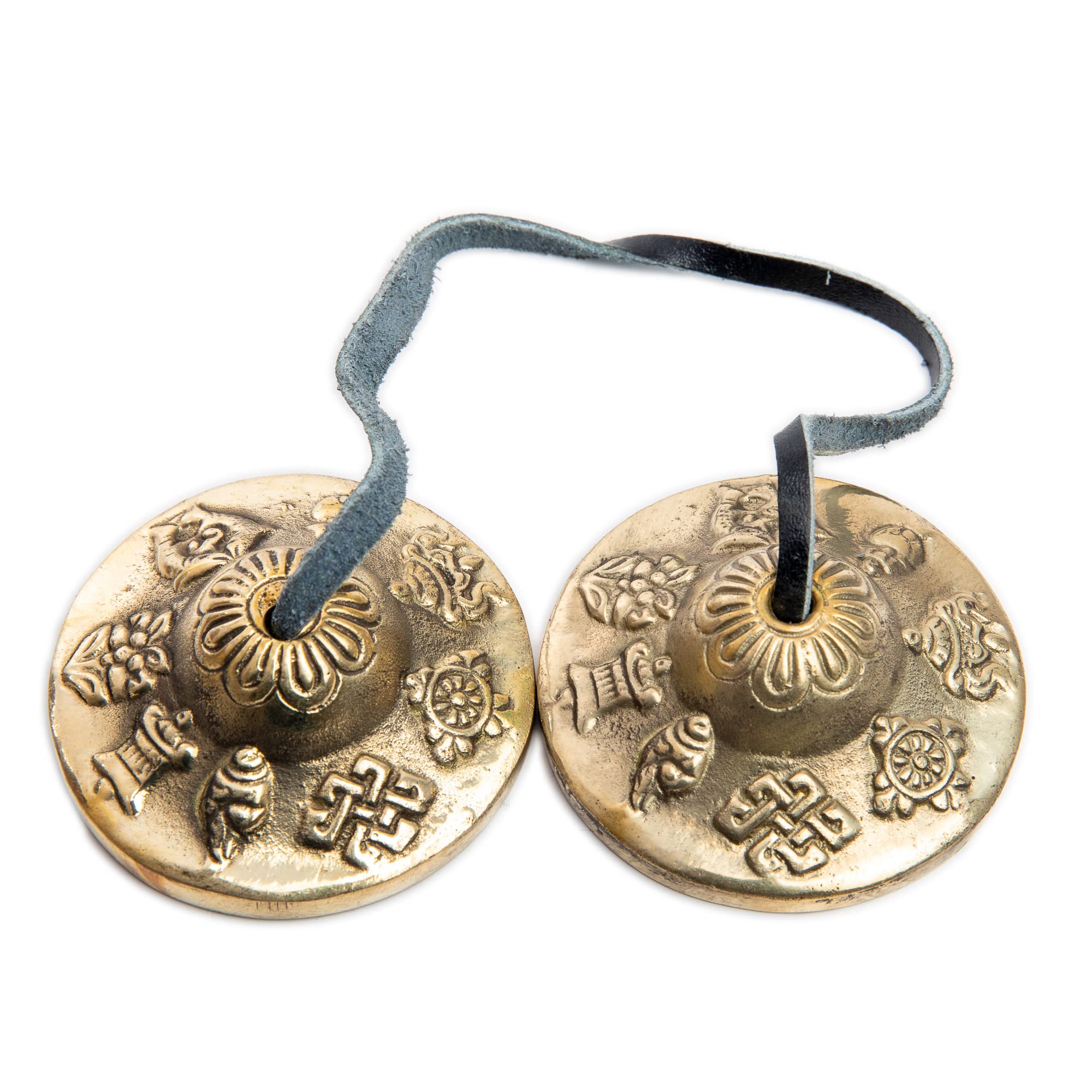 Tingsha Cymbals Bells – Easy To Play – Meditation Mindfulness Chime For Chakra Healing Spiritual Dharma Gifts Handcrafted Tibetan By Himalayan Bazaar (Asta Mangal)