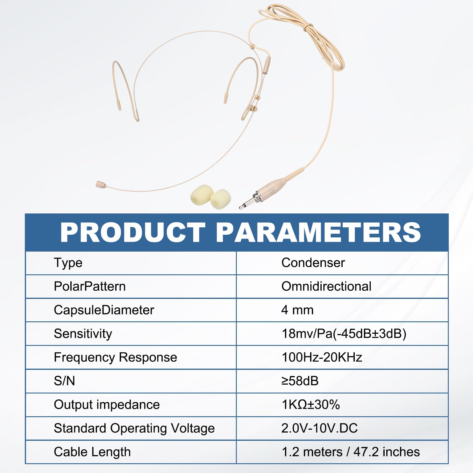 MECCANIXITY Ear Hook Headset Microphone, Double Over Ear Set Hanging Omnidirectional Wired Audio Condenser Microphone Headset with 3.5mm Thread Screw Plug 3.9ft Cable, Black