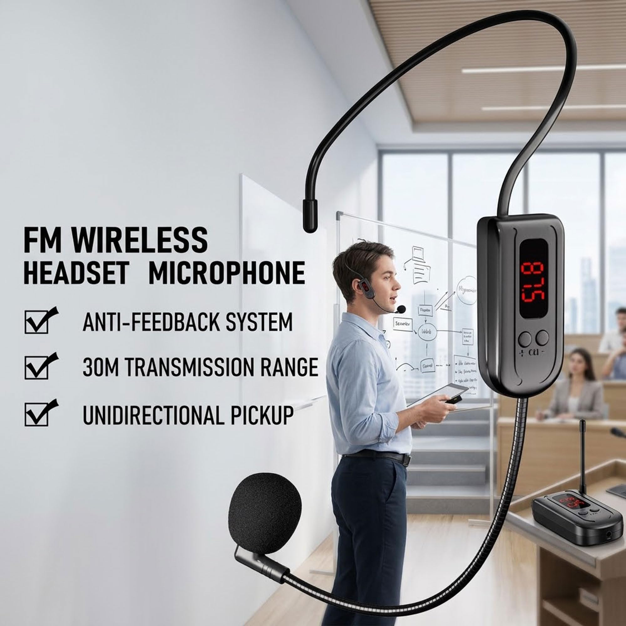 TiKeDa Wireless FM Condenser Microphone Headset