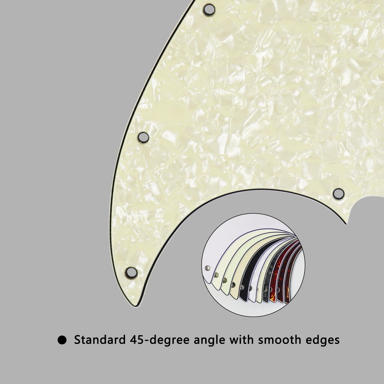 Phrilam 10-Hole Jazz Bass Pickguard for FD 4 String Bass, Aged Pearl 4Ply