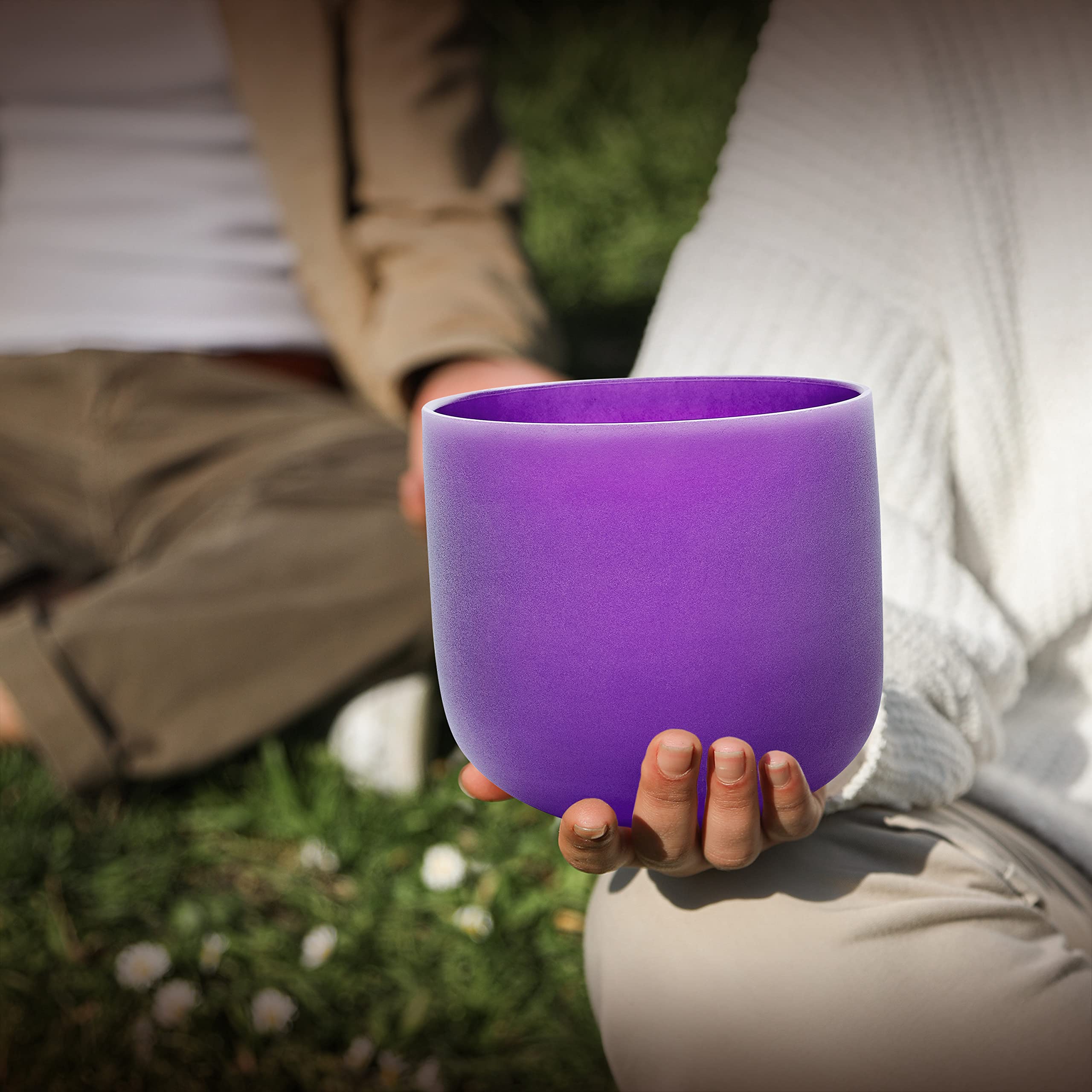 ALIOTH 7″ Purple B Note Crystal Singing Bowl Crown Chakra with Suede Mallet for Meditation, Yoga, Chakra Healing & Sound Therapy