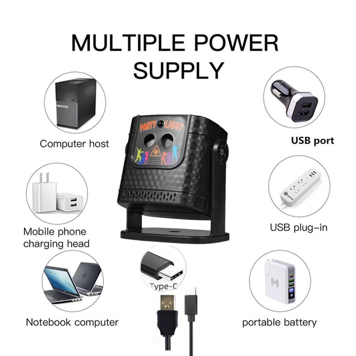 Party light DJ disco lights, laser stroboscopic light USB-powered projectors and remote controls, portable family gatherings, camping, Christmas and Halloween illuminated parties, festival small gifts