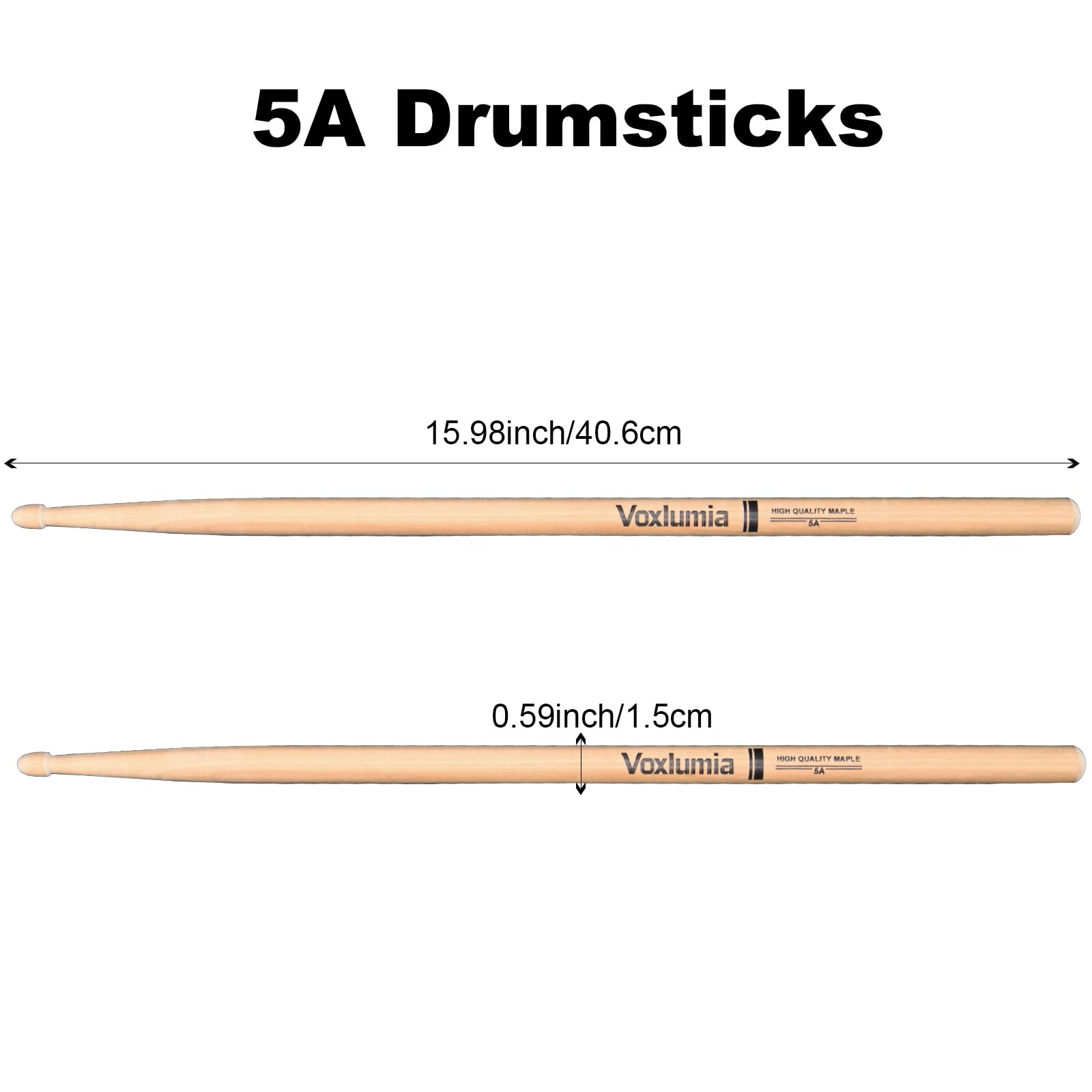 Voxlumia 12 Pair Set 5A Maple Wood Drumsticks Professional for Drummers