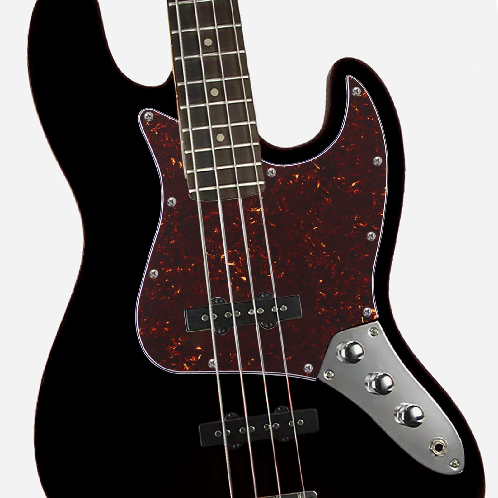 Phrilam 10-Hole Jazz Bass Pickguard for Fender 4 String, Brown Tortoise