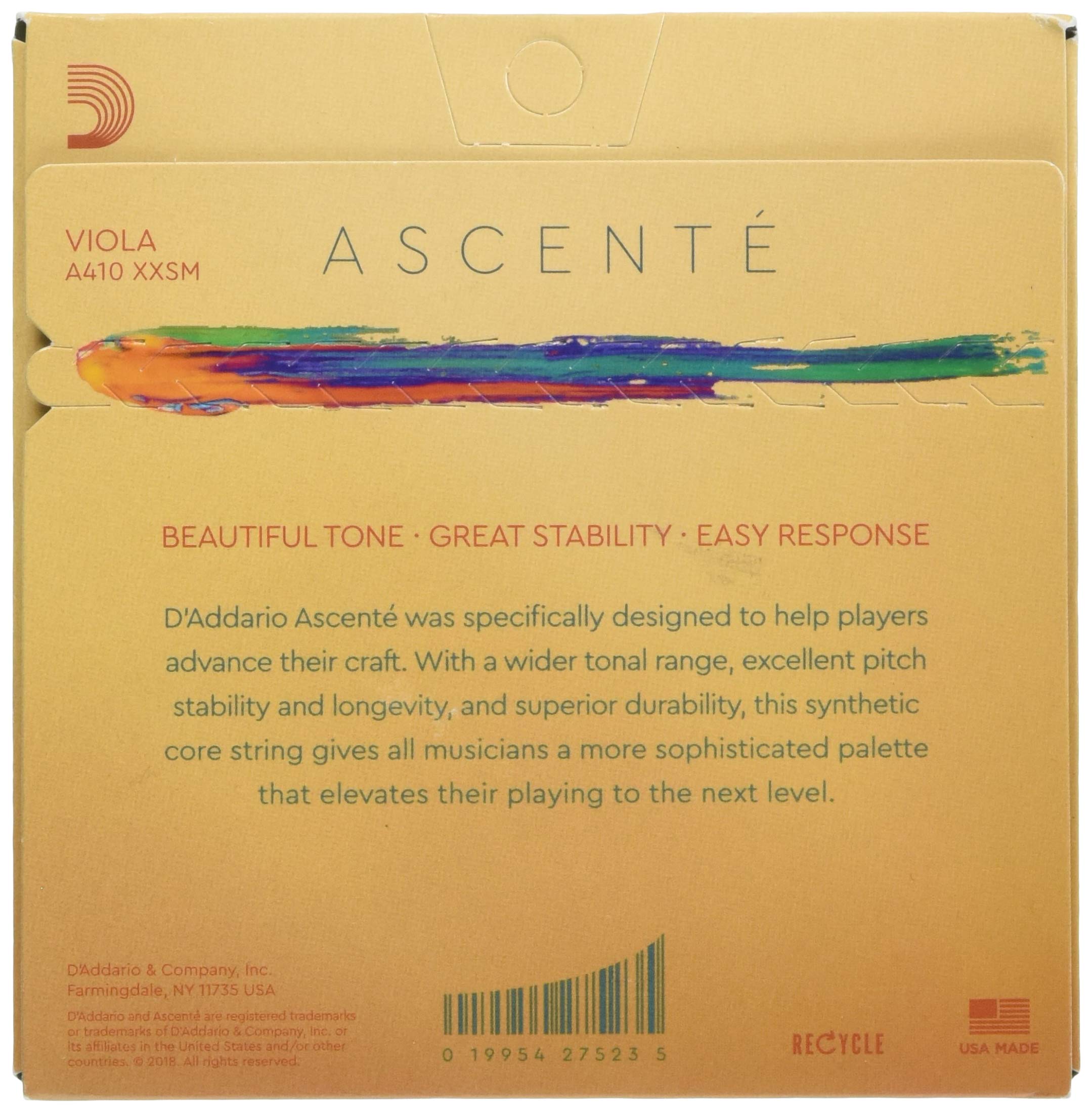 D’Addario A410 XXSM Ascent? Viola Strings – – Medium Tension – Full Set – Extra-Extra-Short Scale