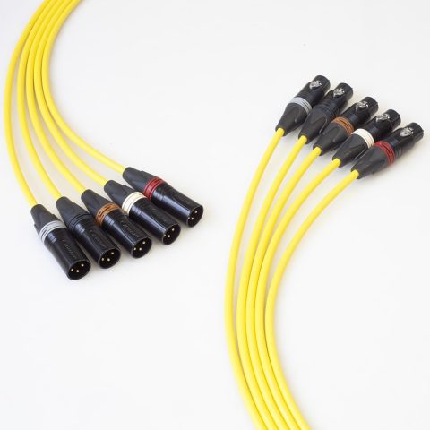 BJC Star Quad XLR Cables, Canare L-4E6S with Neutrik BXX-Series XLRs (Five-Channel Set, Yellow, 20 Foot)