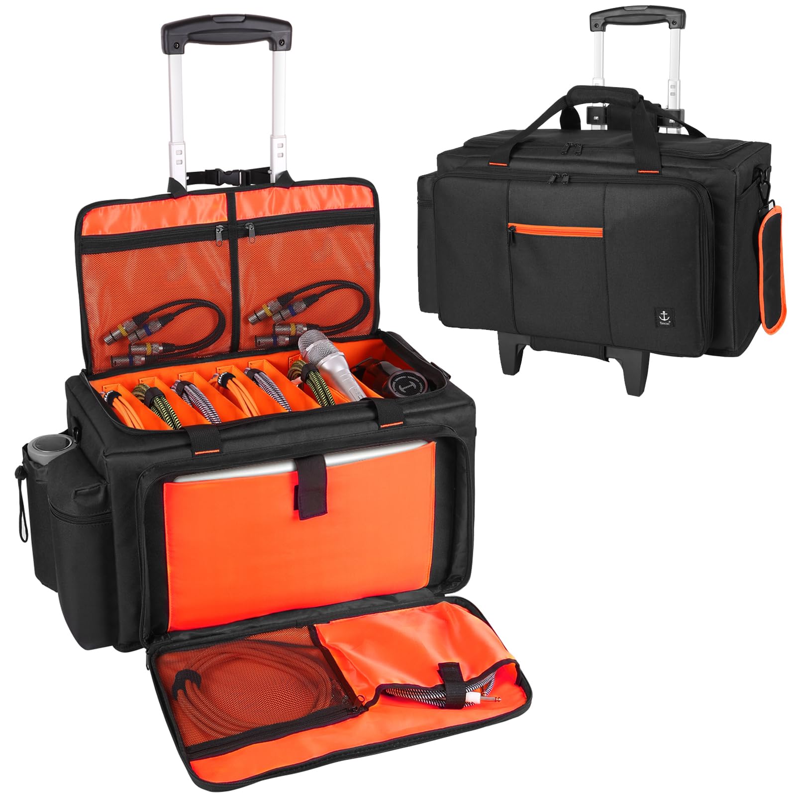 Timoxi Large Rolling DJ Bag Built-in hard plastic With Detachable Trolley