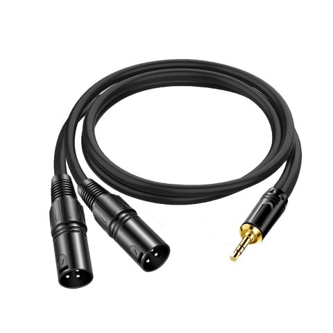 RedYutou XLR to 3.5mm Adapter Cable, Dual 3-pin XLR Male to .3.5mm (1/8 inch) Stereo Microphone Y-Splitter Cable Connector (3FT) Black