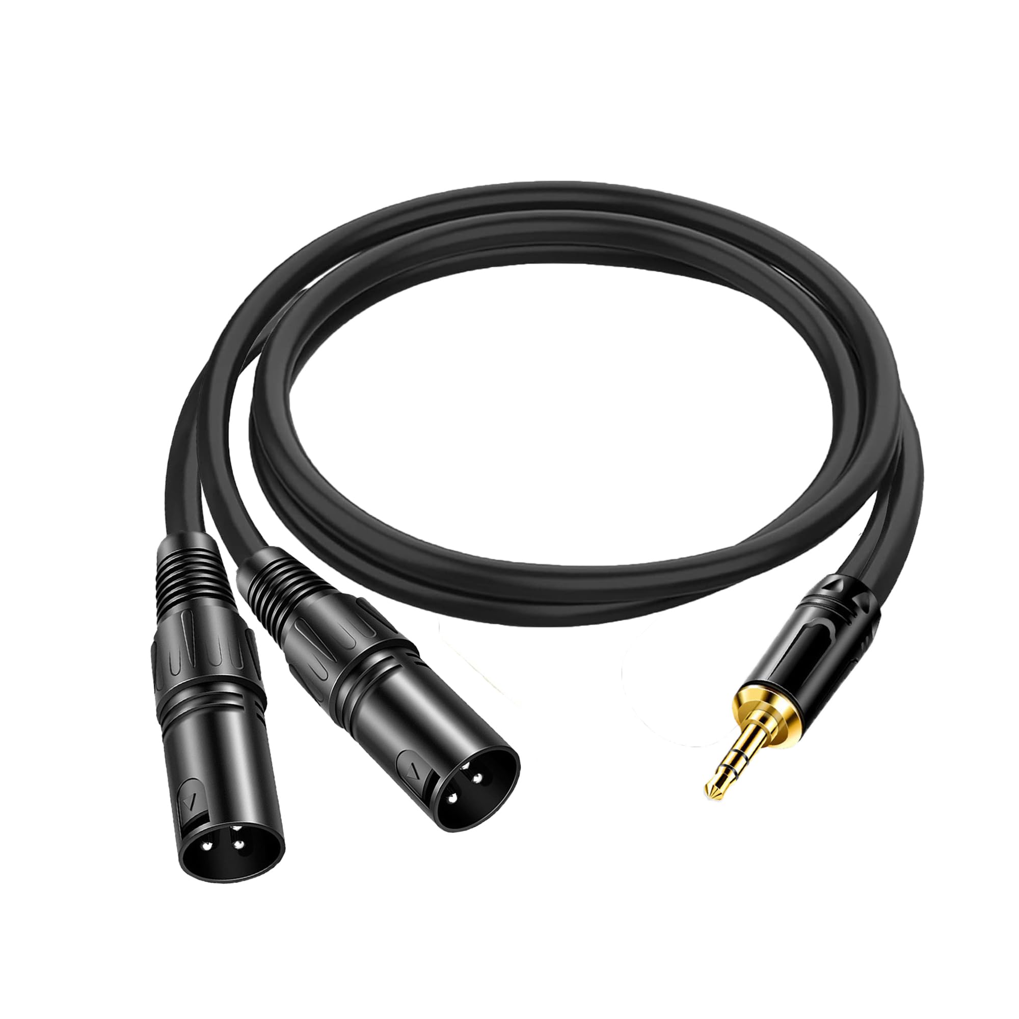 RedYutou XLR to 3.5mm Adapter Cable, Dual 3-pin XLR Male to .3.5mm (1/8 inch) Stereo Microphone Y-Splitter Cable Connector (3FT) Black