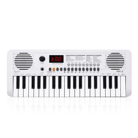 POGOLAB MK-2 37 Keys Kids Keyboard Piano, Portable Small Keyboard with 40 Songs, 200 Sounds, with MIDI Function, LED Display & Dual Speakers, Compact Mini Music Piano for Kids/Beginners (White)