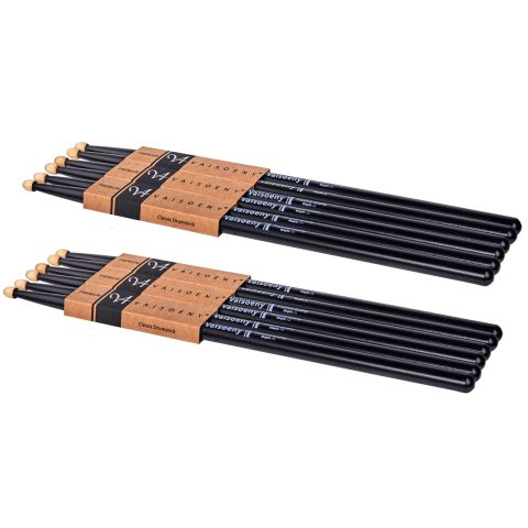 VAISOENY Drum Sticks 7A, 6 Pairs Lacquered Maple Wood Drum Sticks (Black)