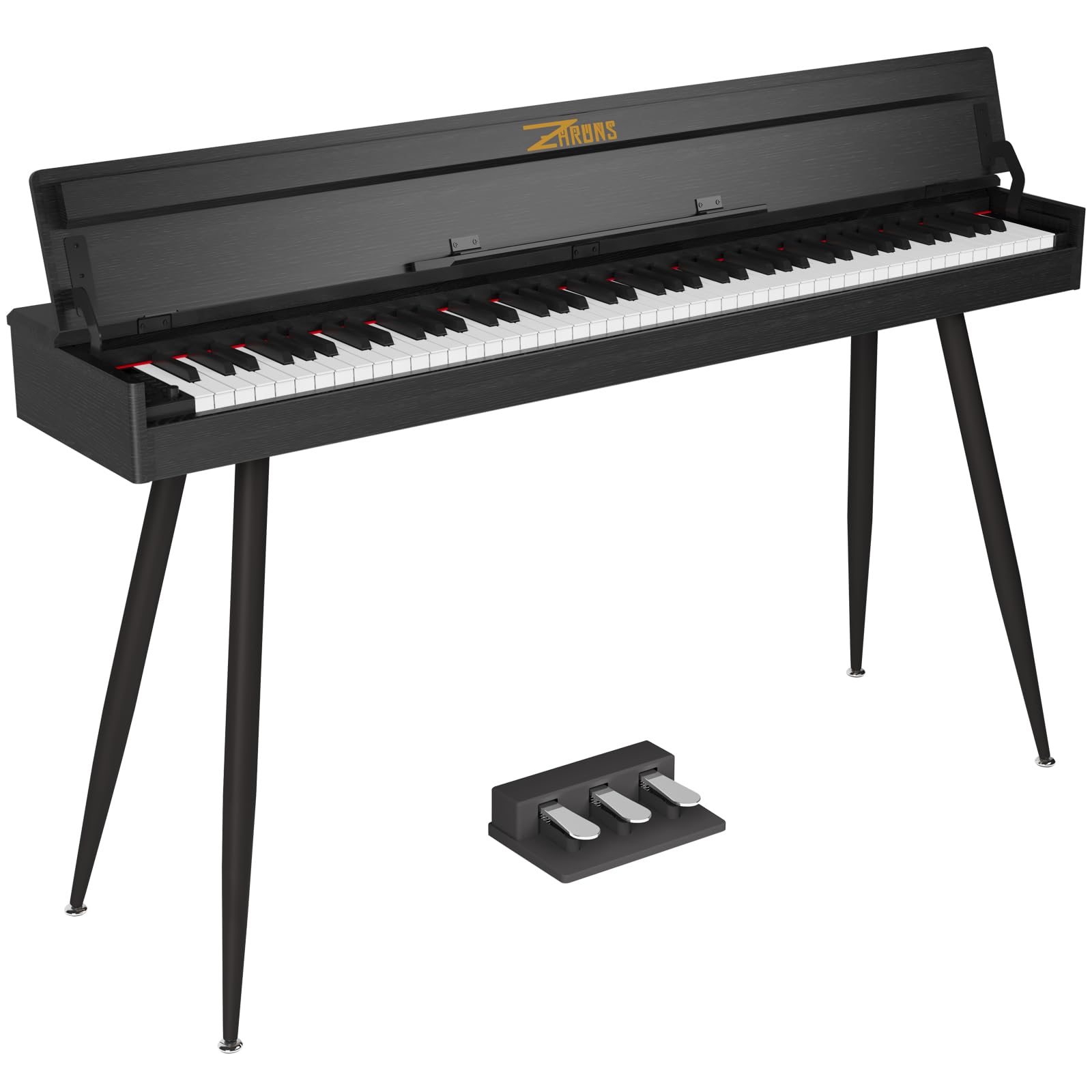 ZHRUNS 88 Key Full-Weighted Digital Piano – Wooden Upright Electric Keyboard with Progressive Hammer Action, 3-Pedal Unit, Stand & Headphone Jack for Beginner Adults (Black)