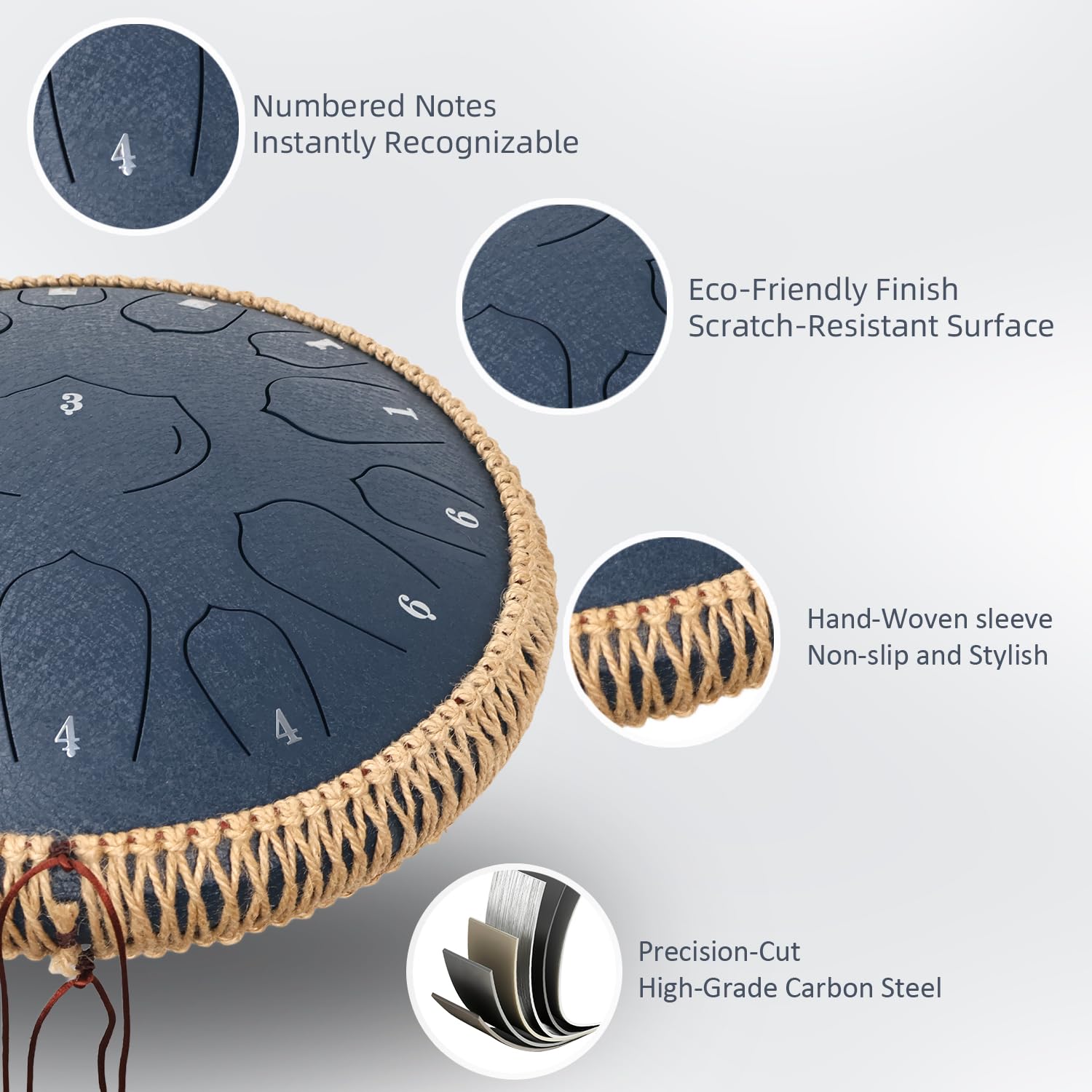 Metaric Steel Tongue Drum 13 Inches 15 Notes, D Major