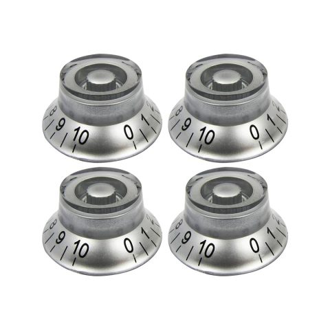 FLEOR 4pcs LP Guitar Top Hat Knobs Silver 18 Splines Bell Knob for LP SG Electric Guitar