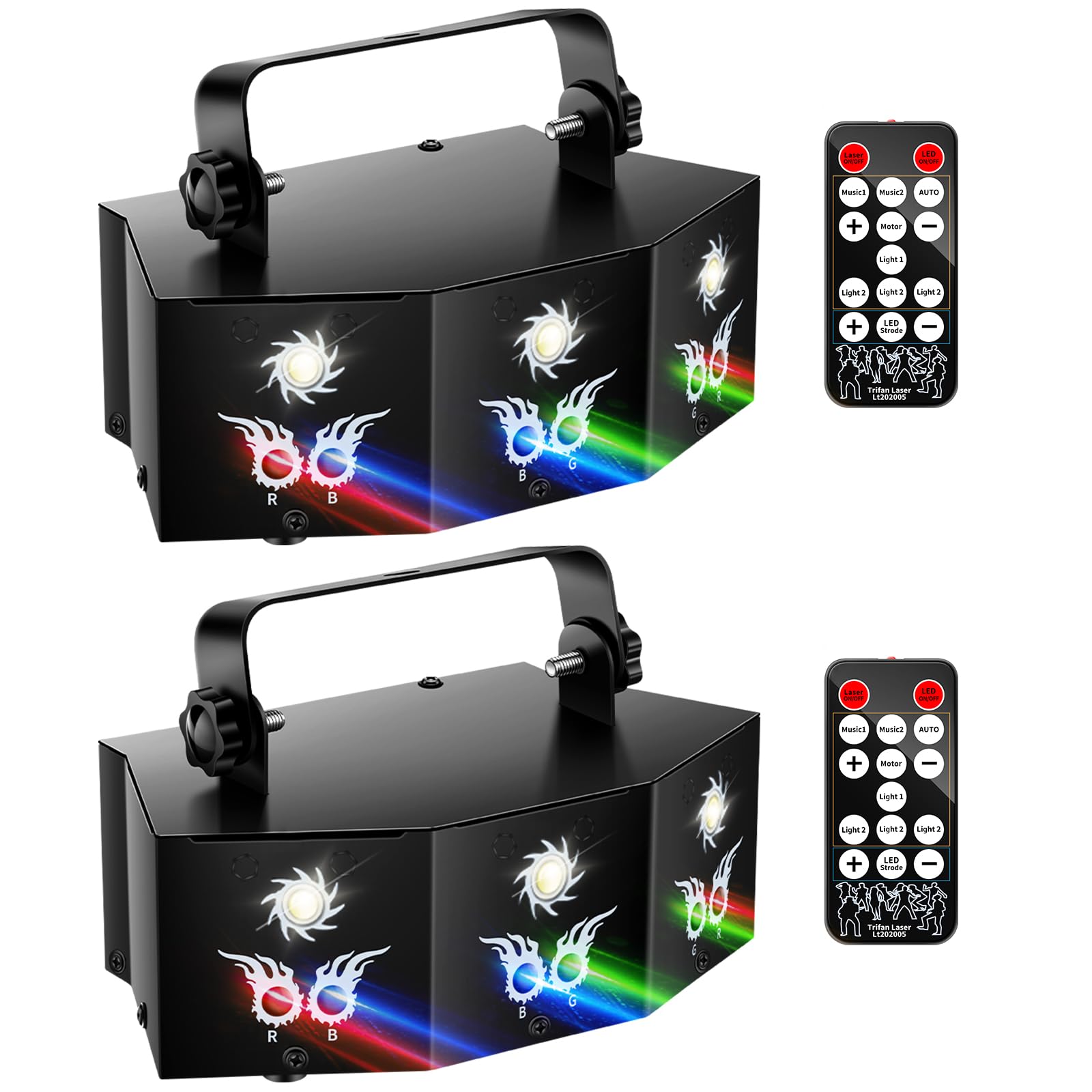 U`King Party Lights DJ Disco Light,9 Lens Stage Lighting Support DMX512 and Sound Activated with Remote Control Laser Lights for Parties Birthday Wedding Karaoke Bar KTV Club Stage Live Show(2 PCS)