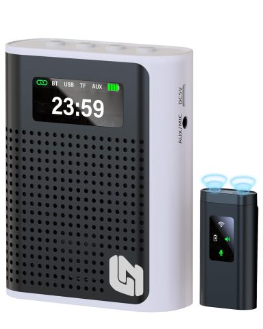 2026 New Upgraded Voice Amplifier Wireless Microphone with Magnetic Lavalier, LED Display Screen, Rechargeable Portable Microphone Speaker for Teachers, Classroom, Yoga, Meetings, Speeches, Tours