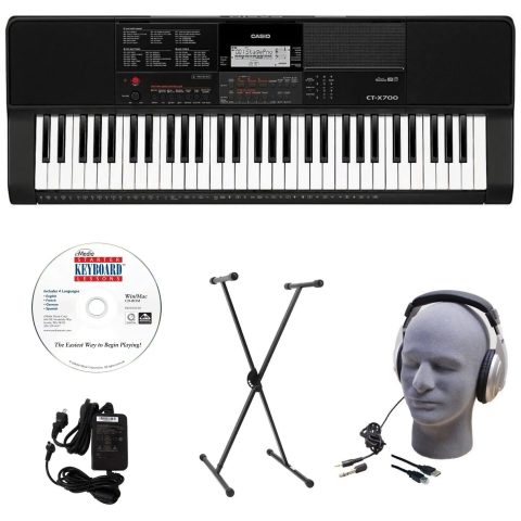 Casio CAS CTX700 EDP CT-X700 EDP Educational Keyboard Pack with Power Supply, Stand, Headphones, USB Cable, and Instructional Software ()