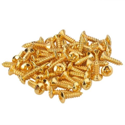 3MM Durable Guitar Pickguard Screws Pick Guards Scratch Plate Mounting Screws Guitar Repair Screws for Fender Guitars Tele Gibson LP Les Paul SG Electric Guitar Bass Pack of 50 (Gold)