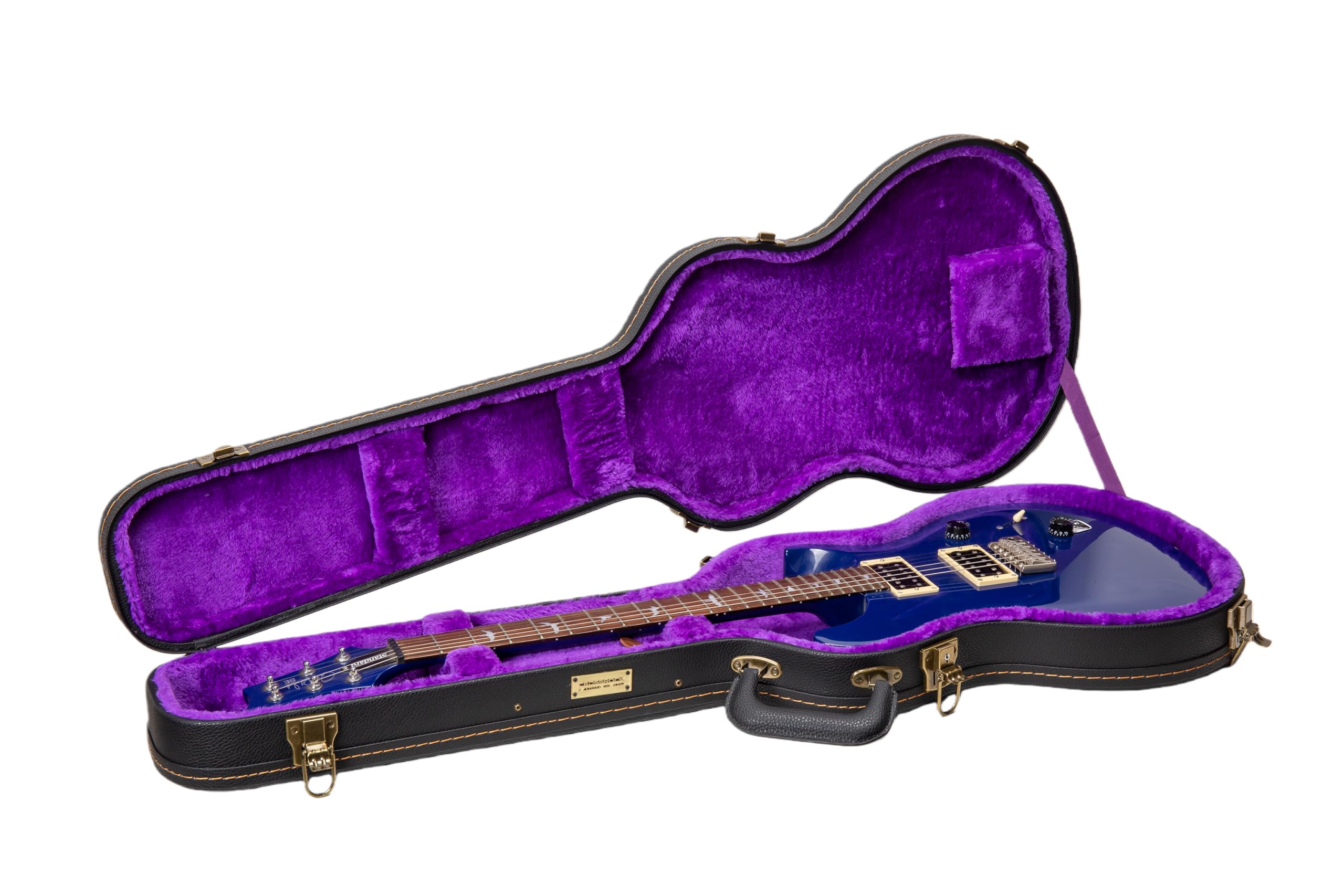 Crossrock PRS SE Standard solid body Guitar Case -Vintage Hardware, Sponge Lining, Metal Feet, Storage Space-Black (CRW520PRSEBK)