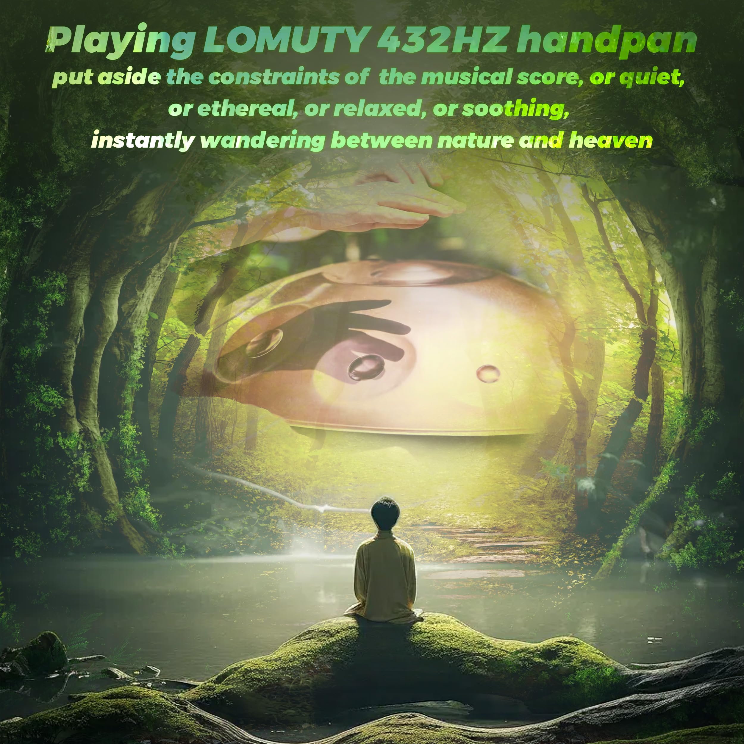 LOMUTY Handpan Drum 22 Inch for Adults 12 Notes – Hand Pan Drum(Blue)