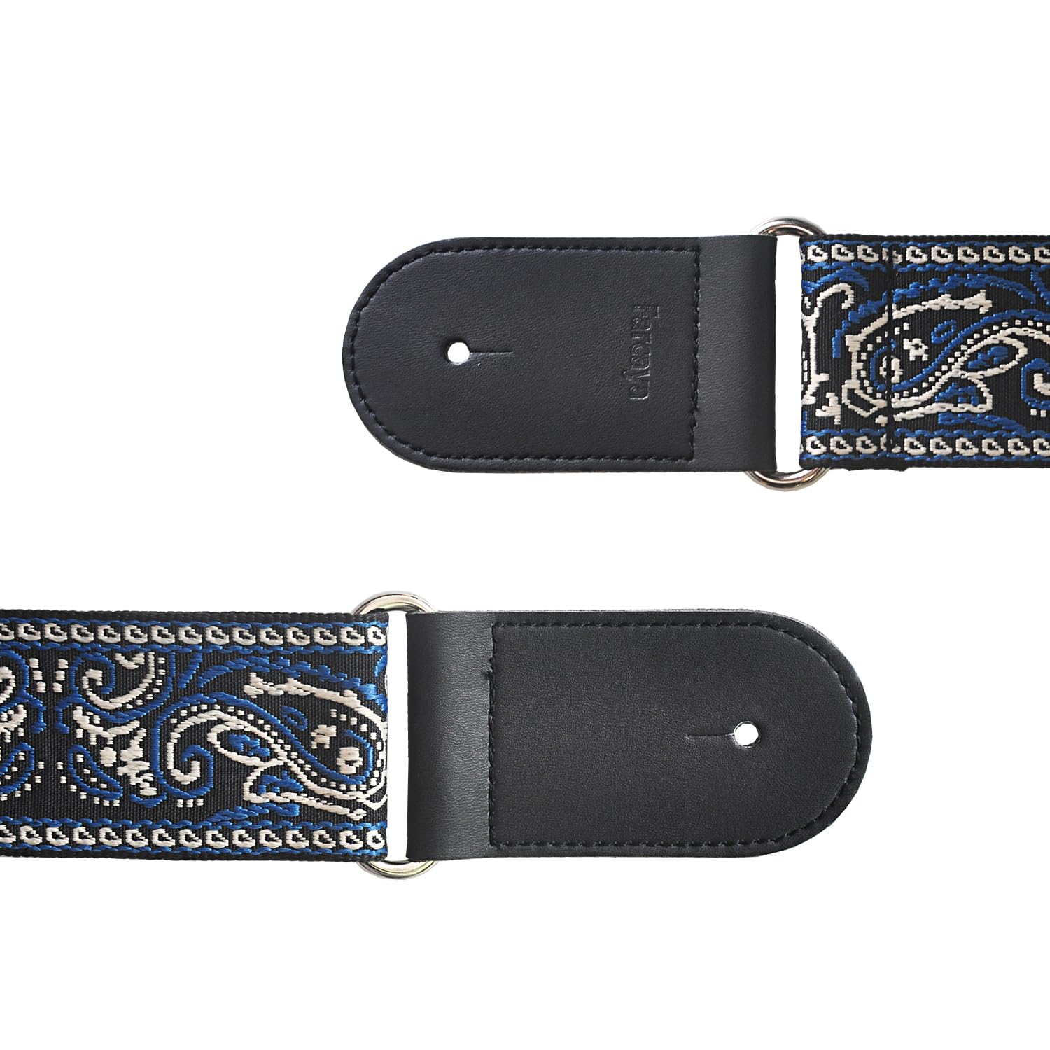 Farcaya Guitar Strap Jacquard Weave Embroider Adjustable Shoulder Strap with 2Strap Lock Button 3Picks Headstock Strap Tie (Blue and White)