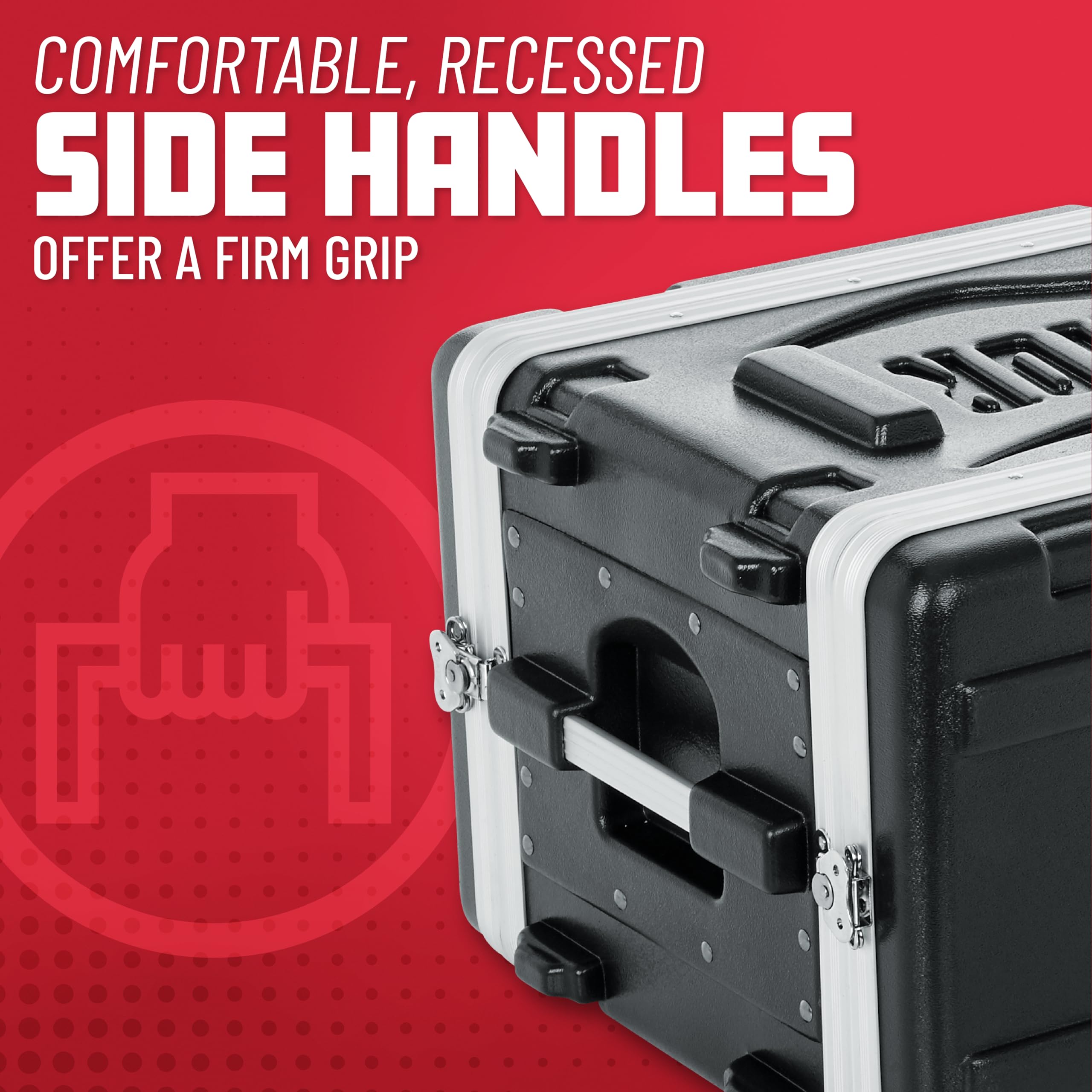Gator Cases Lightweight Molded 6U Rack Case with Heavy Duty Latches, Shallow 14.25″ Depth (GR-6S)